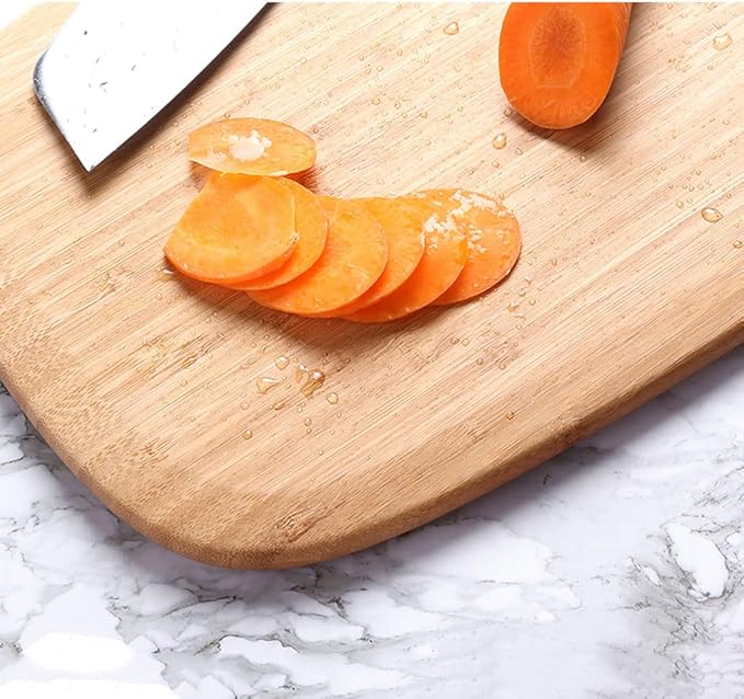Board Bamboo Cutting Board with Handle Wooden Cutting Board for Kitchen Board Set for Vegetables Meat Cheese Cutting Board for Carving Meat or Vegetables (Carbonized Color M