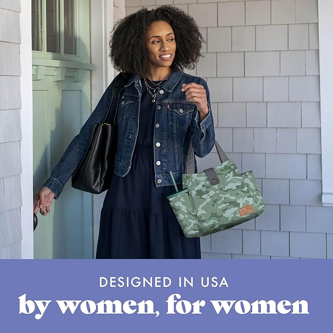 Fit & Fresh Lunch Bag For Women, Insulated Womens Lunch Bag For Work, Leakproof & Stain-Resistant Large Lunch Box For Women With Containers and Matching Tumbler, Snap Closure Westport Bag Sage Camo