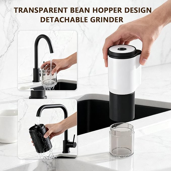 Compact Portable Electric Coffee Grinder,Features a Built-in 1300mAh Rechargeable Battery, Adjustable Grind Settings for Coffee Beans/Grains,Portable Coffee Grinder for Home,Camping and Travel Use