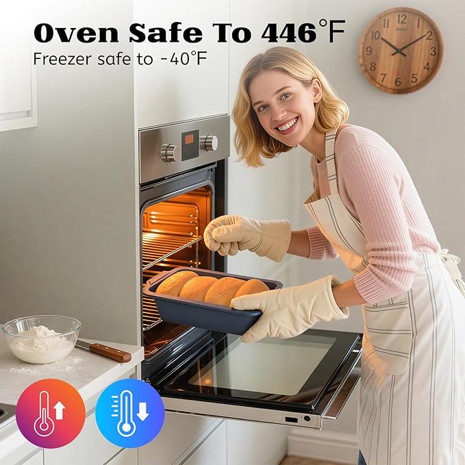 Bread Pan for Homemade Bread：9.5 x 5 Inch Silicone Loaf Pan for Baking with Metal Frame - Nonstick Banana Loaf Tin Tray for Sandwich Sourdough Pumpkin Sour Dough - for Oven Kitchen Home Bakers