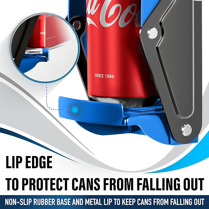 Can Crushers for Recycling - 16 oz Heavy Duty Aluminum Can Crusher Wall Mounted - Soda and Beer Can Smasher for Recycling with Bottle Opener - For 12 and 16 oz Cans - Easy to Install, Blue - RamPro