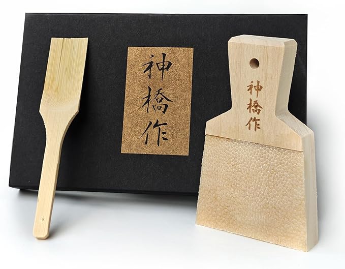 Authentic Japanese Grater Set - Includes Bamboo Brush for Grating Ginger and Wasabi (Medium)