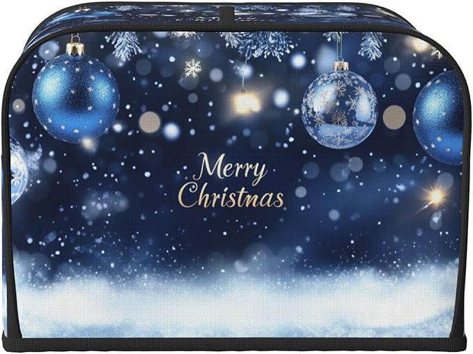 Toaster Cover 4 Slice Christmas Ball Blue Snow Winter Kitchen Small Appliance Covers with Pockets Dust and Fingerprint Protection
