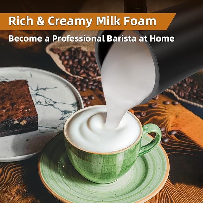 Milk Frother, 4-in-1 Electric Milk Steamer, 350ml/11.8oz Automatic Frother Machine for Coffee, Warm and Cold Foam, Temperature Control for Latte, Cappuccino, Hot Chocolate