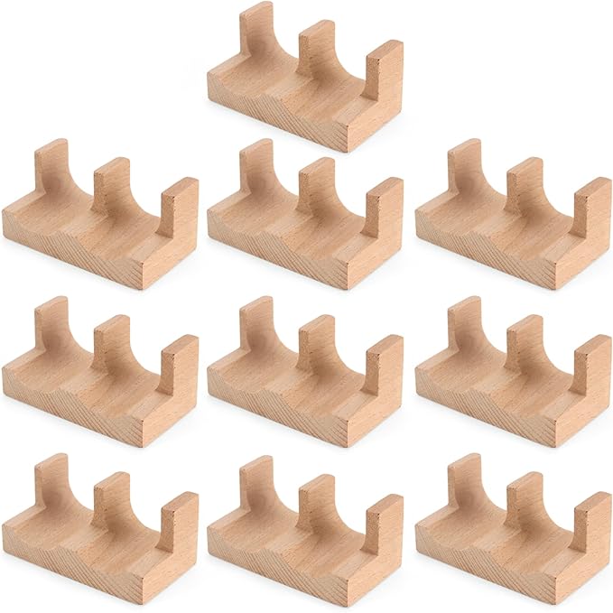 Wooden Taco Holder Stand for Sushi Hand Roll, Temaki & Sushi Roll – 1/2/3/5 Slot Sushi Display Tray, Natural Wood Serving Platter (10 pcs per Pack) (2 Slots (10 pcs))