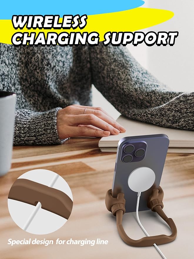 Christmas Stocking Stuffers for Teens Boys Men Cell Phone Holder: Patented Thumbs Up Phone Stand Funny Gifts for Adults Kids Teenager Husband Friend Coworkers Phone Accessories Cool Gadgets Brown