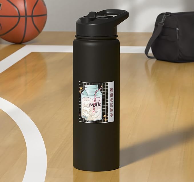 Cute Milk Carton Kawaii Japanese Stars Clouds Stainless Steel Insulated Water Bottle
