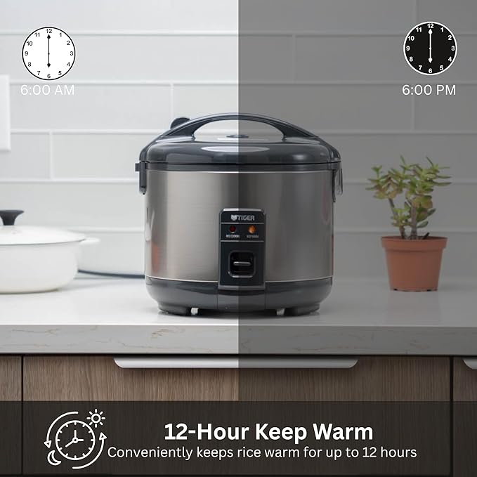 Tiger JNP-S10U-US 5.5 Cup Capacity White Rice Cooker with Non-Stick Inner Pot, Retractable Power Cord, and Keep Warm up to 12 hours (Urban Satin)