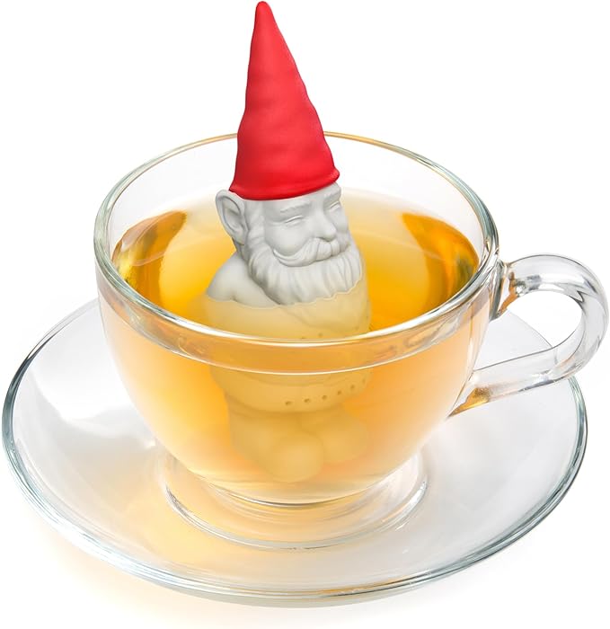 Genuine Fred GNOME BREW Tea Infuser, Cute Garden Gnome Design- For Loose Leaf Tea, Flexible, Easy to Clean Silicone, Fun Gift for Tea Lovers, Clever Kitchen Gadget