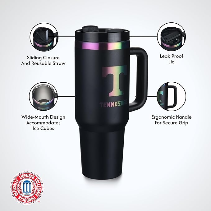 The Memory Company | Licensed NCAA 40oz Iridescent Tumbler with Handle