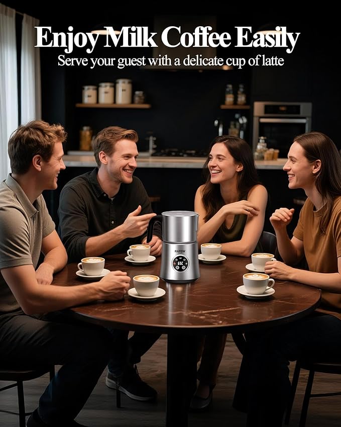 Electric Milk Frother: 16.9oz/500ml Large Capacity Dishwasher Safe Milk Steamer for Hot & Cold Milk Froth - Automatic Milk Frother & Warmer for Latte, Cappuccinos, Macchiato, Hot Chocolate