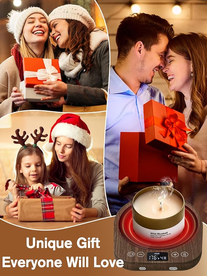 PUSEE Candle Mug Warmer Electric,Auto On/Off Gravity-Induction Coffee Mug Warmer with 9 Temp Settings,1-9 Timer Candle Melter Warmer Beverage Coffee Warmer Practical Portable Warmer for Home & Office