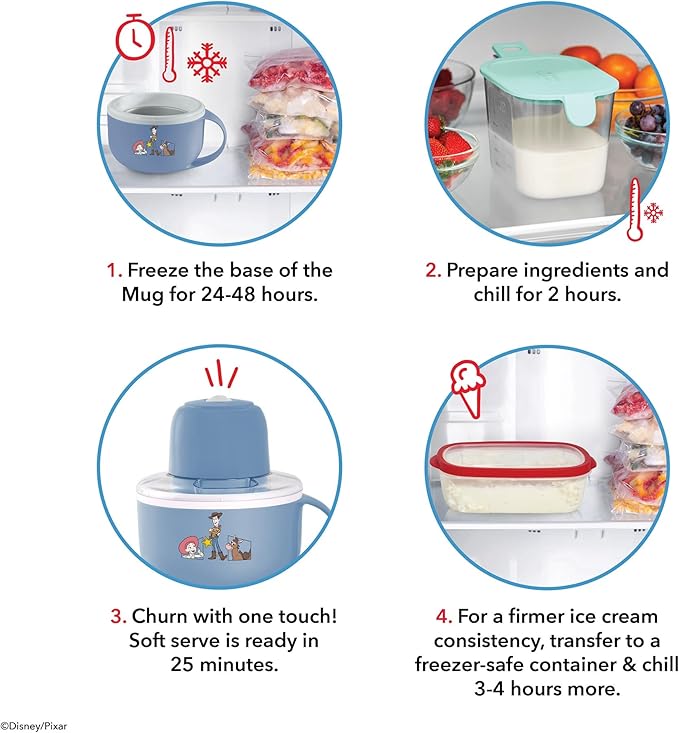 Disney Dash My Mug Ice Cream Maker - Makes Single Serving of Gelato, Frozen Yogurt, Sorbet & More - Easy to Clean & Use - Toy Story, 1 Bowl