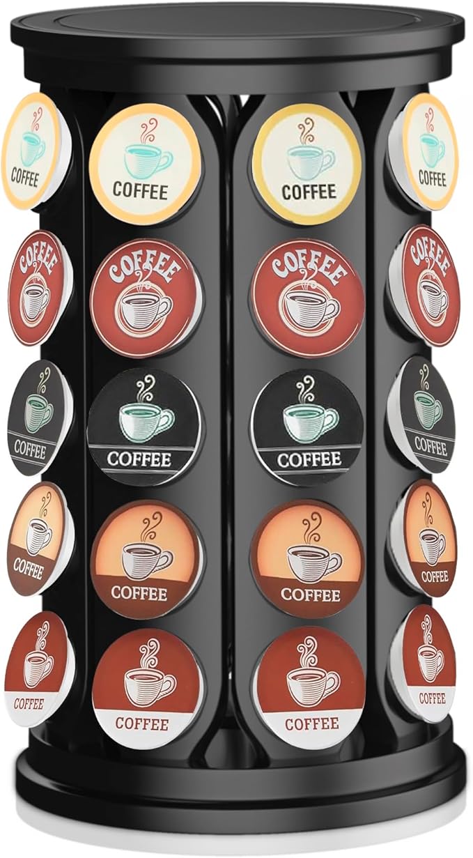 CEHNCEH K Cup Holder, Coffee Pods Holder Storage Organizer Stand Carousel Compatible with 40 Keurig K-Cup Pods, Home or Office Kitchen Counter (Black)