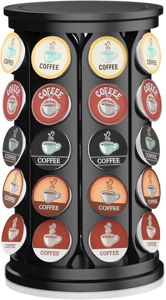CEHNCEH K Cup Holder, Coffee Pods Holder Storage Organizer Stand Carousel Compatible with 40 Keurig K-Cup Pods, Home or Office Kitchen Counter (Black)