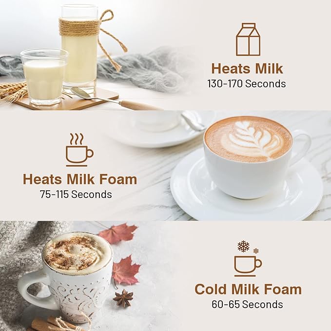 Secura 𝗠𝗶𝗹𝗸 𝗙𝗿𝗼𝘁𝗵𝗲𝗿, Electric Milk Steamer Stainless Steel, 8.4oz/250ml Automatic Hot and Cold Foam Maker and Milk Warmer for Latte, Macchiato (Black)