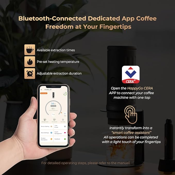 IKAPE Newly KAPO K2 Pro Portable Espresso Machine with Bl uetooth APP Connect & 58mm Bottomless Basket, Electric Coffee Maker 20 Bar Pressure, for Home, Travel, Camping