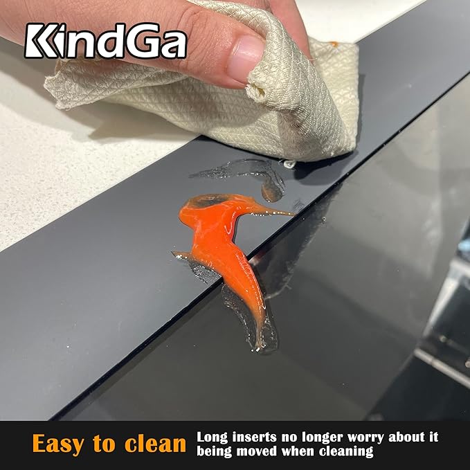 Silicone Stove Counter Gap Cover 21" by Kindga, Easy Clean Gap Filler Sealing Spills Between Kitchen Counter, Appliances,Stovetop, Oven, Washing Machine, Washer, Dryer Set of 2 (Black)