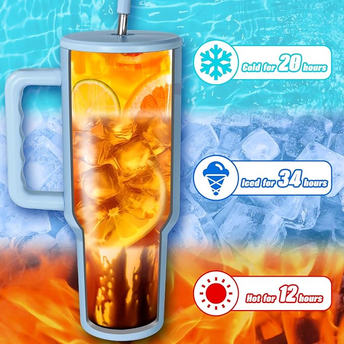 AGH 40 oz Sublimation Tumbler with Handle 20-Pack Stainless Steel Insulated Tumblers Blanks Water Bottle Travel Cups Matte 5 Colors