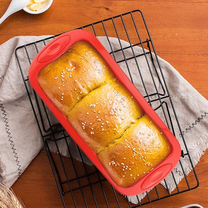 SILIVO Silicone Bread and Loaf Pans (4 Pack) - Nonstick Silicone Baking Mold for Homemade Loaf, Bread and Meatloaf
