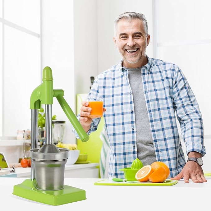 Cast Iron Juicer Hand Press, Manual Juicer Stainless Steel Lemon Squeezer Home Decor, Heavy Duty Countertop Lime Citrus Crush Machine for Fresh Lemonade Orange Juice, Easy to Clean