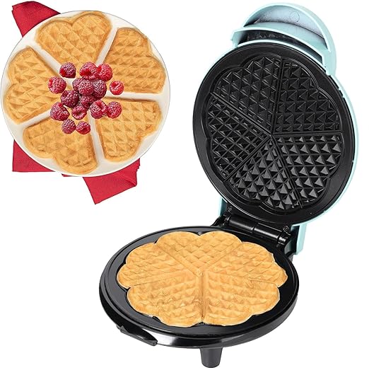 Waffle Maker 7“ Non-Stick Waffler Iron Stuffler Stuffed Wafflera 700W Adjustable Browning Control, Electric Baker Makes Thick, Fluffy Waffles, Kitchen Essential for Breakfast, Azure