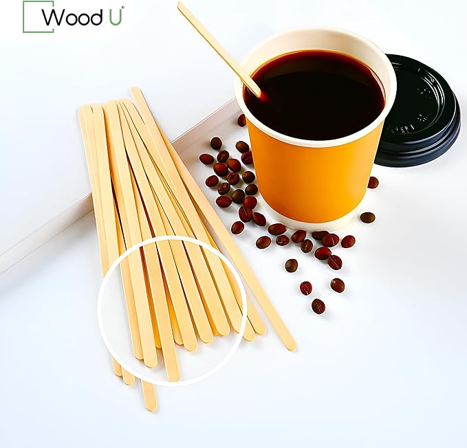 Disposable Coffee Stir Sticks 5.5” 1000 pcs - Eco friendly Round Edge Wooden Coffee Stirrers
