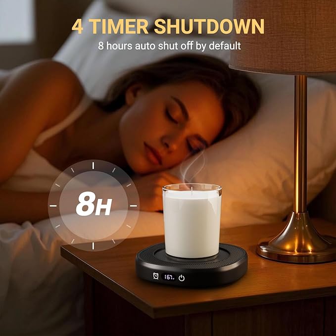 Coffee Mug Warmer & Simple Pure Black Mug Set, Electric Cup Warmer with Auto Shut Off, 4 Temperature Setting Smart Beverage Warmer, 8-Hours Auto Shut Off (Simple Pure Black Mug)