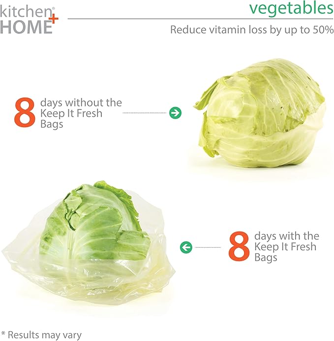 Keep it Fresh Produce Bags - 60 Reusable BPA Free Freshness Produce Bags & Twist Ties - Keeps Fruits, Veggies, and Flowers Fresher Longer