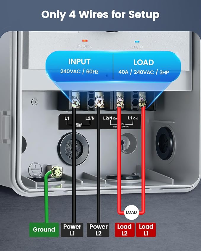 SURAIELEC Mechanical Pool Timer, 40 AMP 240V 3HP, 24 Hour Heavy Duty Timer Switch for Pool Pump, Spa, Landscape Lights, Water Heater, Simultaneously Controls Up to 3HP Devices, Outdoor Indoor Use