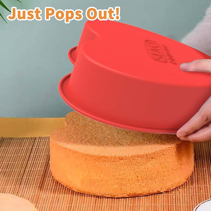 SILIVO Silicone Heart Shaped Cake Pans (3 Pack) - 9 Inch Nonstick Heart Cake Molds for Cakes and Brownies