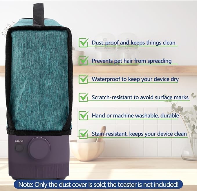Cover for Bella 2 Slice Slim Toaster,Heat-Resistant Dustproof Waterproof Kitchen Heavy Protection Appliances Case Covers with Handle,for Bella 2 Slice Slim Toaster,Women/Mother's Day Gift (Green)