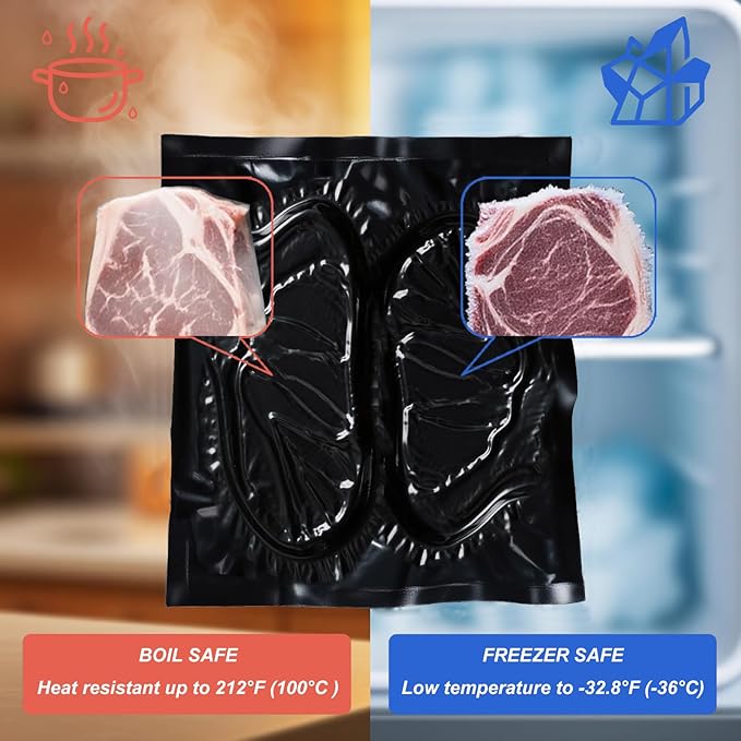 All Black Vacuum Sealer Bags 11" x 24", 5.5 Mil Precut Vacuum Seal Bags for Food Storage, Sous Vide, and Meal Prep, Heavy Duty Commercial Grade, 50 Count