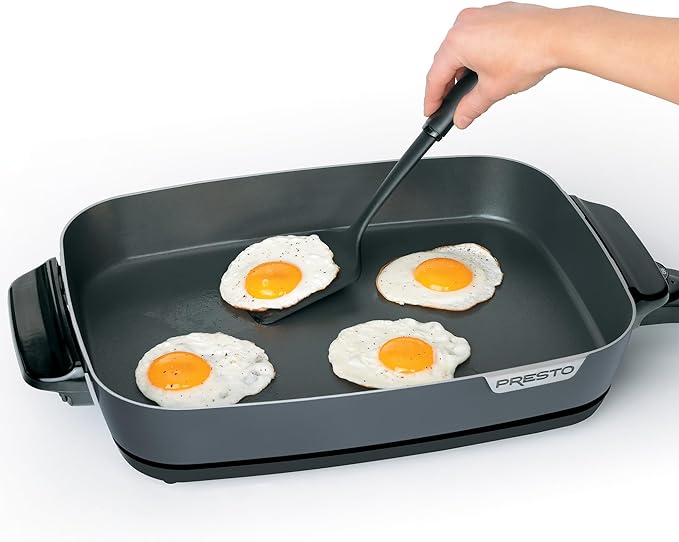Presto 06858 16-Inch Slimline Electric Skillet with Glass Cover - Nonstick, Adjustable Temperature, Black