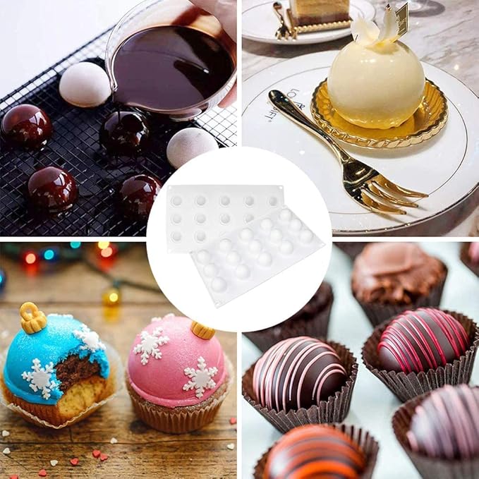 Sphere Shape Silicone Baking Mold for Mousse Cake for Baking French Dessert Pastry Chocolate,Jelly,Soap, Ice Cream Mold 15 Cavity