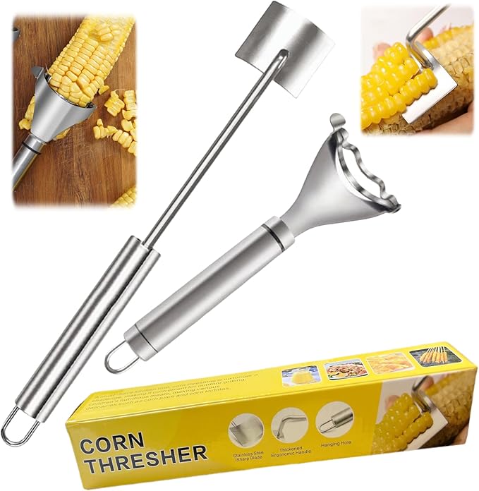 Corn Peeler 2PCS Stainless Steel Corn Peeler and Stripper Tool Set 2025 Corn Planer Cutter Thresher Scraper,Peel Corn Cob Separator Quick