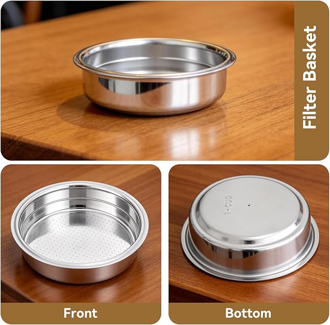 51mm Portafilter Filter Basket, Single Cup Reusable Stainless Steel Espresso Coffee Filters Basket Machine Replacement Accessories for Portafilter Coffee Machine