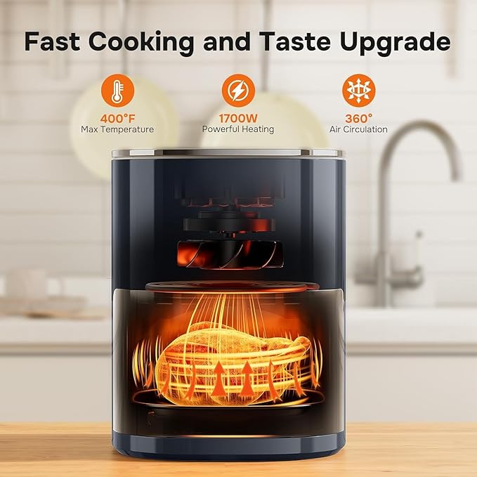 Simple Deluxe 12-in-1 Air Fryer 6.34 Qt, 1700W Digital Preset Airfryer with Visible Window, Nonstick and Dishwasher-Safe Basket, Air Fry, Roast, Bake, Dehydrate, Fries, Gary