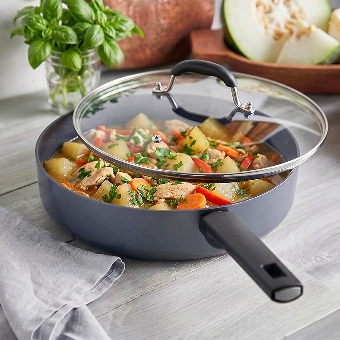 12 IN Glass Lid with Black Handle for Frying Pan, Tempered Replacement Cover Compatible for Skillets, Round Cast Iron, Cast Aluminium, Stainless Steel Pans & Pots (297mm-312mm)
