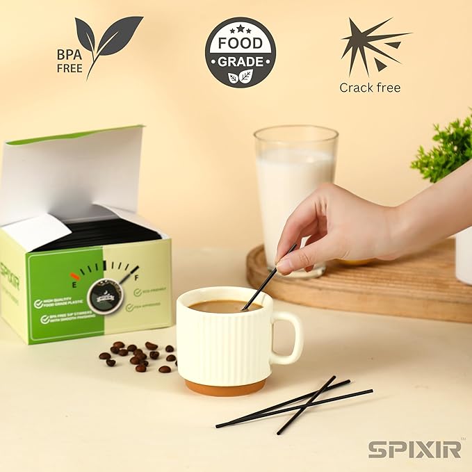 Coffee Stirres, Disposable 7.87-inch Drinking Straws or Coffee-Stirs, 2000pcs Black Straws CoffeeBar Accessories or Cocktail Straws