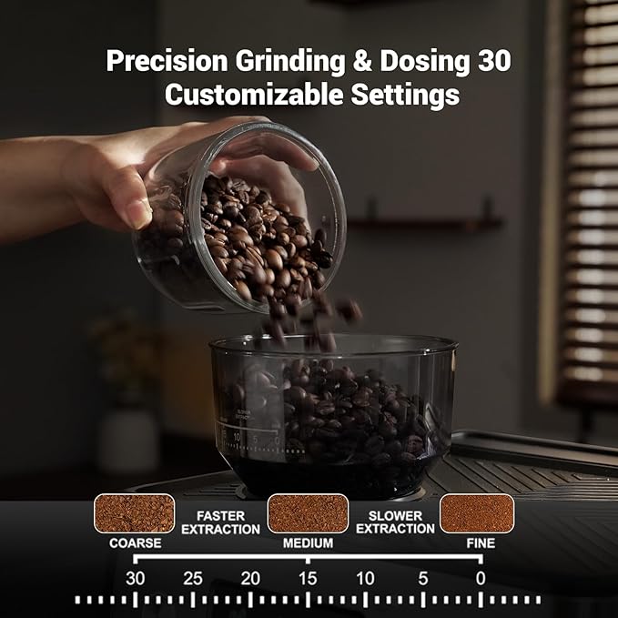 Gevi 20 Bar Espresso Machine with Built-in Grinder & Milk Frother | Professional Coffee Maker for Home | Cappuccino, Latte, 2.3L Removable Water Tank, Stainless Steel Steam Wand