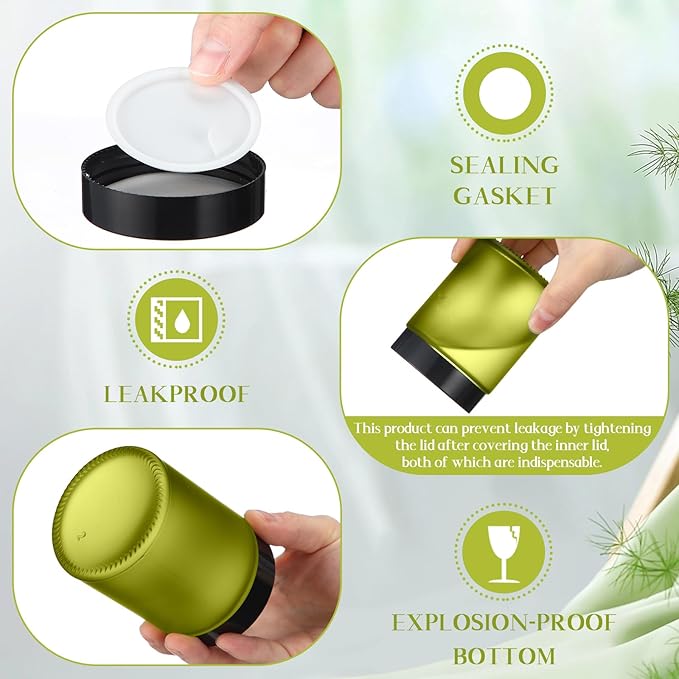 Domensi 24 Pcs Bulk 6oz Glass Jars with Lids Leakproof Round Airtight Empty Cosmetic Jars with Inner Liners Lid for Storing Lotions Spices Ointments Food Storage (Green)