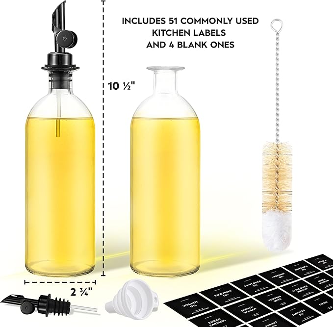 Spaceneat Olive Oil Dispenser Bottle for Kitchen,16.9 fl oz Gold, Silver & Black Bundle