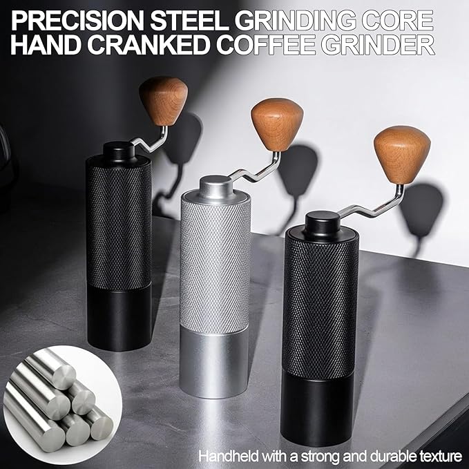 Manual Coffee Grinder, Adjustable Grinding Settings, Stainless Steel Burrs, Portable Hand-Cranked Coffee Grinder, For Espresso, Drip Filter, French Press Filter, Compact And Durable (white)