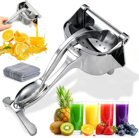 Hand Juicer Squeezer, Aluminum Alloy Fresh Fruit Juice Extractor, Fruit Juice Handheld Press Squeezer with Seed Filter, Heavy Duty Manual Hand Press Juicer for Orange Pomegranates Apple Lemon Lime (1)