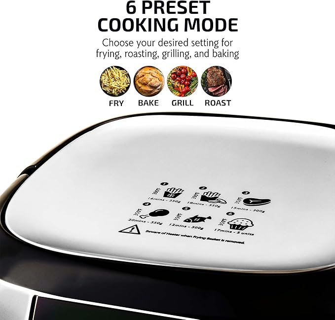 OVENTE Compact Air Fryer, 3.2 Quart Electric Hot Cooker with 1400W Power, Digital LED Touch Screen, Auto Shutoff, Dishwasher Safe Non-Stick Basket, Perfect for Healthy & Oilless Food, White FAD61302W