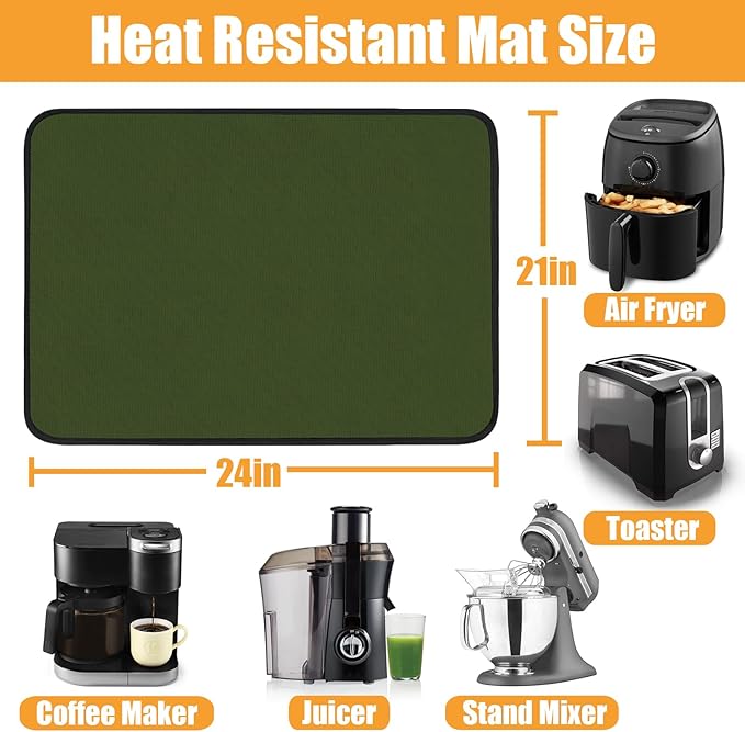 21x24in Heat Resistant Pad, Countertop Protector Mat for Big Appliances, Hot Pads Under Air Fryer Oven, Wide Kitchen Mat