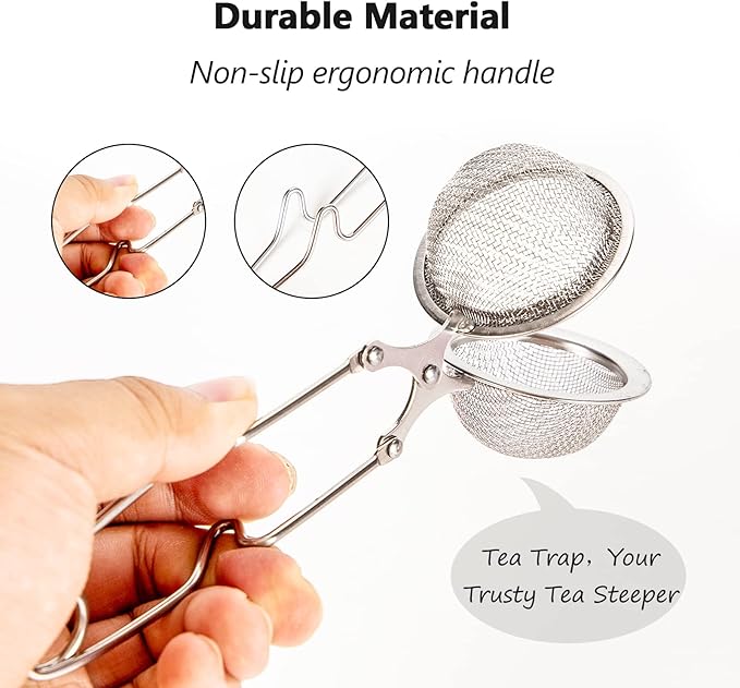 Snap Ball Tea Strainer, Exptolii 2 Pack Stainless Steel Tea Infuser Filter with Handle for Loose Leaf Tea, Spices, Seasonings