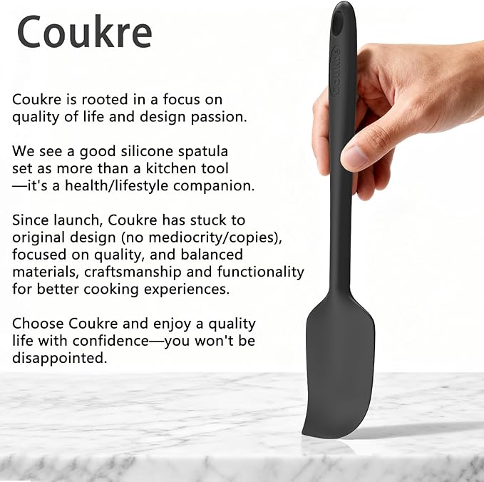 Coukre Silicone Spatula Set of 5,High Temperature Resistant, Food Grade Silicone, Dishwasher Safe, for Baking, Cooking (Pure Dark Blue)