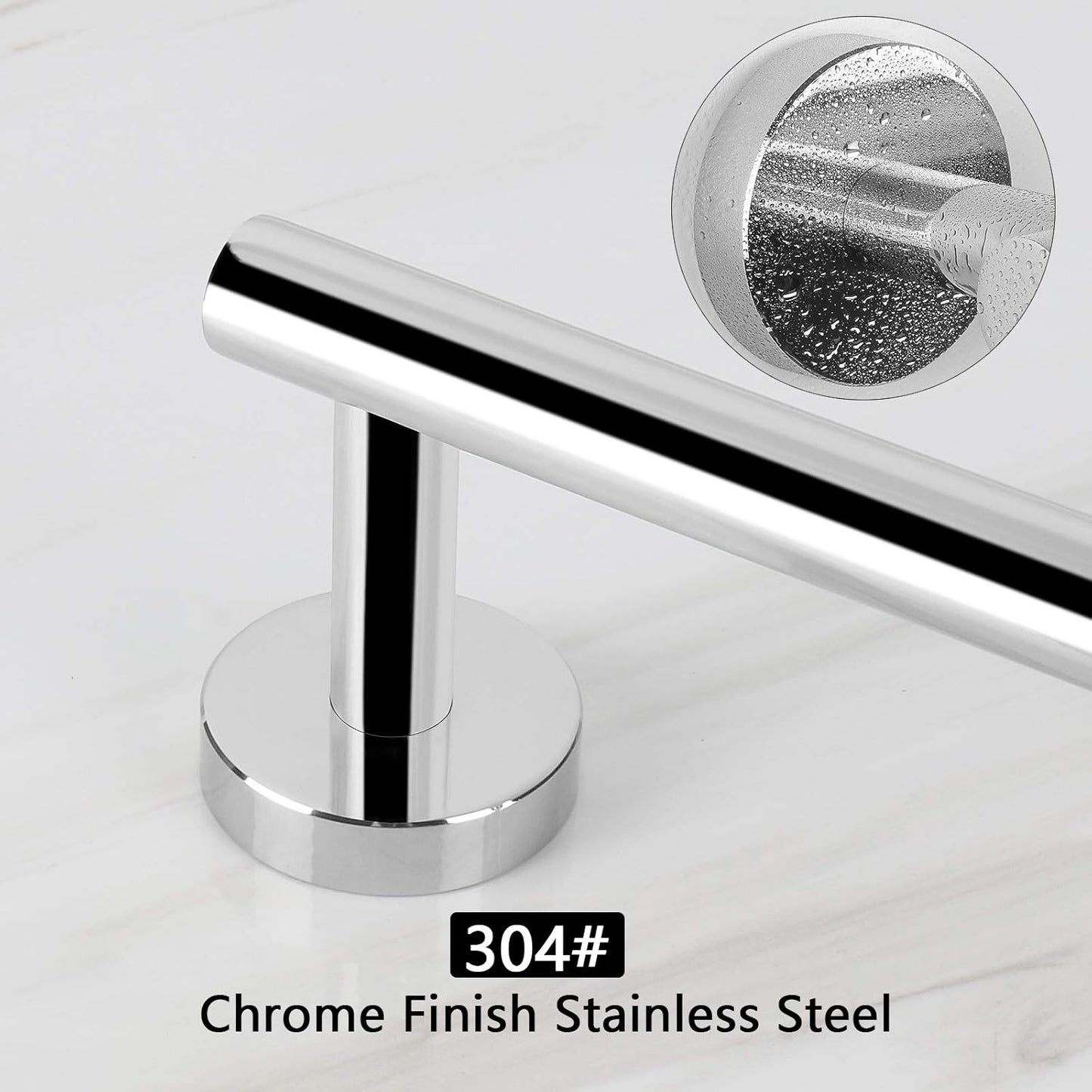 NearMoon Bath Towel Bar, Bath Accessories Thicken Stainless Steel Shower Towel Rack for Bathroom, Towel Holder Wall Mounted (1 Pack, Chrome Finish, 18 Inch)